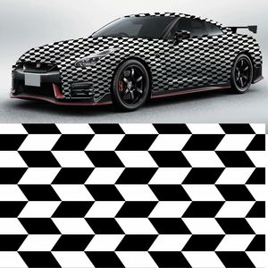 Black White Grid Sticker Film Camouflage Vinyl With Air Bubbles Free Camo Car Wrap Foil Wrapping Adhesive Decal