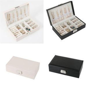 PU Leather Jewelry Box Organizer Storage Boxes Travel Case Earrings Rings Necklaces Storage Box