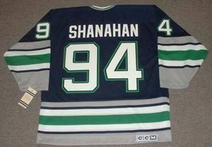 맞춤형 남성 청소년 여성 빈티지# 94 Brendan Shanahan Hartford Whalers 1995 CCM Hockey Jersey Size S-5XL 이름 또는 번호