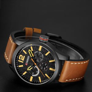 Relogio Masculino Big Dial Men Curren Watches Top Luxury Black Quartz Military Wrist Watch Men Clock Men's Sports Watch236Z