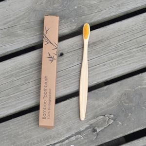 Bamboo toothbrush individual package flat handle soft bristle disposable custom logo eco friendly with kraft packing