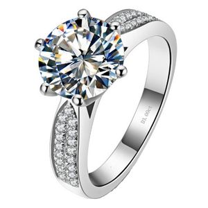 Sterling Zilveren Sieraden Carat Star Brilliant NSCD Diamond Ring voor Vrouwen K Wit Vergulde Engagement Sieraden Semi Mount Luxe Verplaveid