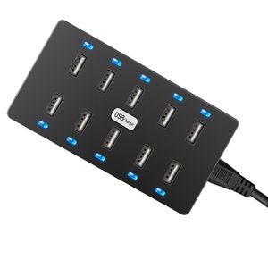 10-Port-Smart-USB-Ladegerät-Hub mit LCD-Multiport-Ladegerät für EU- und US-Telefonladegeräte für Mobiltelefone, Pad-Tablets