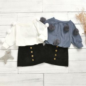 Kids Designer Clothes Girls Sweet Venonat Clothing Sets Baby Cotton Long Sleeve Top Denim Skirt Suits Child Solid Casual Outfits CYP734