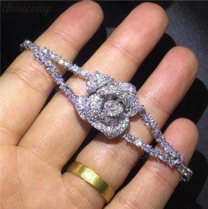 choucong Handmade Lovers Flower bracelet Micro pave 5A cz White Gold Filled Party Wedding bracelets for women Jewerly Gift