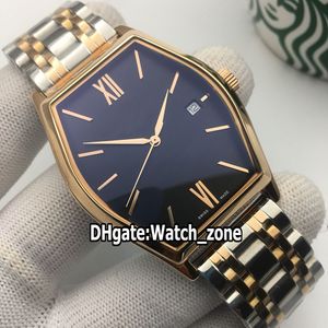 Luxo New Malte 82230 / 000R-9963 Black Dial automático Mens Watch Rosa de Ouro Two Tone pulseira de aço de alta qualidade Gents Relógios Watch_zone