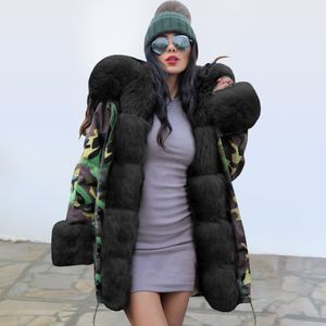 Winter New Women's Coats Thick Mink Hair Collar Faux Fur Long Collar Hooded Casual Pocket Jackets Warm Sexy Slim Long Sleeves Cool Outerwear