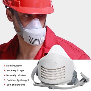 Maschera respiratoria antipolvere PM2.5 Maschera protettiva industriale in silicone e filtro traspirante antipolvere in cotone sostituibile