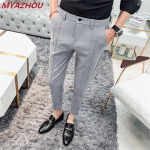 2019 marca de luxo casual moda negócios magro cor sólida calças clube social masculino terno formal tamanho 36