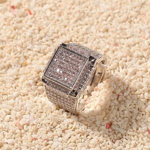 Musujące cyrkonia diamenty miedź przesadzone pierścień kwadratowy dla mężczyzn kobiet moda nowa luksusowa projektant biżuteria hip hop