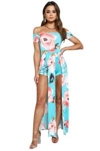 Joiekuno impressão moda jumpsuits mulheres blusas mujer de moda 2019 fora do ombro bodycon sexy bohemian romerps senhora lsl6001