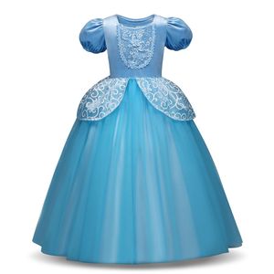 Real Picture Christmas Cinderella Princess Girls Party Dress 2019 Boat Neck Short Sleeve Ball Gown Girls Pageant Formal Wear For Halloween
