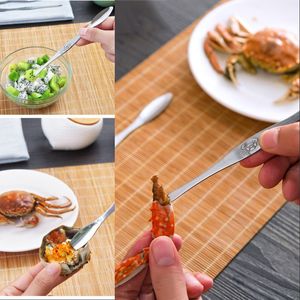 Stainless Steel Lobster Crab Spoons Tools Seafood Picks Lobsters Fruit Needle Forks Spoon Creative Seafood Restaurant Accessory