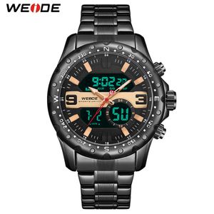 Weide Men Luxury Quartz Digital sifferkalender Kronograf Sport Milit￤r Metal Belt Band Rem Arristwtches Relogio Masculino