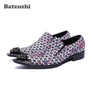 Batzuzhi Luxus-Herrenschuhe mit Metallspitze, spitzer Zehenbereich, formelle Leder-Kleiderschuhe für Herren, blinkende Bühnen-/Party- und Hochzeitsschuhe für Männer!