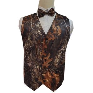 Camo Men Vest Camouflage Mens Suit Vest Slim Groom Västar Camo OuterWear Spring Groomsman Wedding Vest (Vest + Slips)