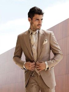 New Stylish Design One Button Groom Tuxedos Peak Lapel Groomsmen Best Man Suits Mens Wedding Suits (Jacket+Pants+Vest+Tie) 911