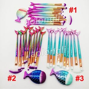 Beauty Mermaid Make-up-Pinsel-Set, Lidschatten-Pinsel, Puder, Kontur, Augenbrauen, Foundation, Make-up-Pinsel, 3D-farbiger Griff, 11-teiliges Kit, Kosmetik-Werkzeug