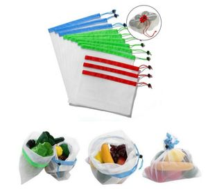 Produzir reutilizáveis ​​sacolas de compras em malha Mesh Toys de frutas de frutas bolsa de armazenamento Hand Tootes Home Bag Gh041