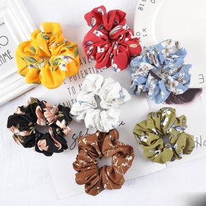 Отпечатано Цветочные Scrunchies для женщин Dot Галстуки волос Boho Упругие Hairband Женщина Аксессуары для волос Девочки хвостик Держатели