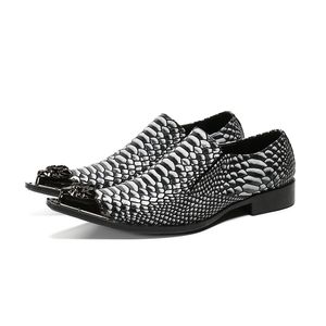 Новое формальное 9905 модная обувь Serpentine Patter Patter Prome Prome Men Men Men Hype Toe Leather Business Swee Slip на 38-47 с.