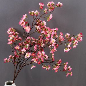 Fake Long Stem Cherry Blossoms 39.37" Length Simulation Apple Blossom for Wedding Home Decorative Artificial Flowers