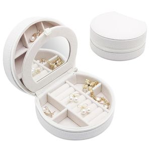 Jewelry Box Portable Travel Jewellery Case 2 Layer Display Organizer with Mirror Storage Cases for Rings