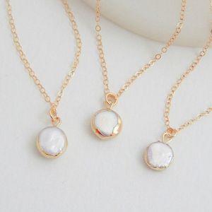 LuckyShine Collana in oro 18 carati fatta a mano pura Perle naturali Ciondoli barocchi Collana con pendenti con ciondoli delicati ed eleganti da donna