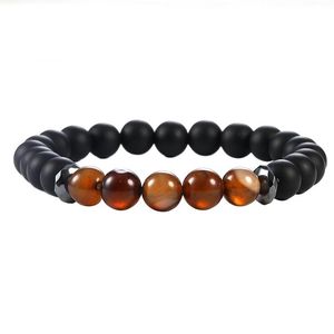 Minimalista 7 Chakra Balance Yoga Perline Bracciale per uomini 8mm Tiger Eye Natural Pietra Naturale Ematite Charms Braccialetti Lava Braccialetti Gioielli allungati