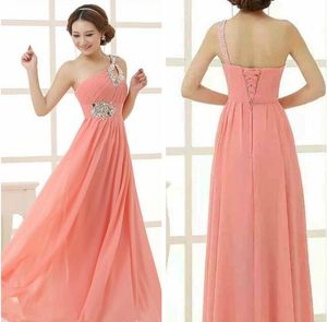 Hot Selling One-shoulder Sequin and Beaded A-line Long Prom Bridesmaid Dresses Evening Dresses