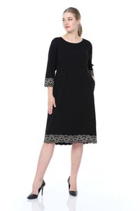 Wholesale Lire Trojan Women Large Size Arm and Black Lace Detail Dress L1608 Ship from Turkey in 2561