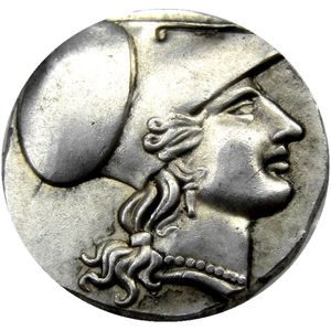 G(15)Sällsynt antikt grekiskt Silver Corinth Stater-mynt från Syrakusa - 304 f.Kr.