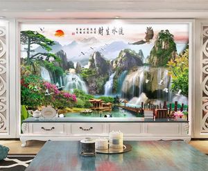 Personalizado 3d mural papel de parede sala de estar quarto sofá tv fundo papel de parede cachoeira águia paisagem pintura foto à prova d 'água