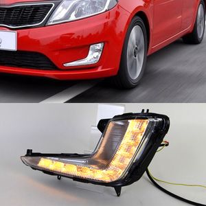 1 par DRL Daytime Running Lights Fog Head Lamp Tampa com estilo de carro Turn Signal para Kia Rio K2 2012 2013 2014