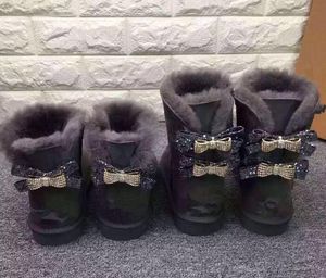 Hot Sale-Australia Classic New Fashion Wgg Single Double Diamond Snow Boots Samica Winter Leather Bow Rhinestone Crown Corn Grube Cotto