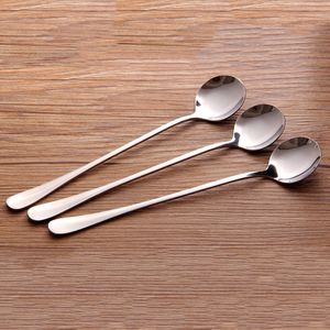 Stainless Steel Long Handle Spoon Coffee Latte Ice Cream Soda Sundae Cocktail Scoop Kitchen Home Coffee Spoons Stirring Scoops DBC BH3518