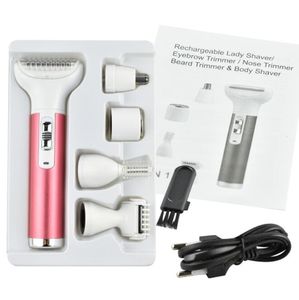 5 In 1 Women Hair Removal Device Electric Lady Shaver Eyebrow/Nose/Beard Trimmer Razor & Body Shaver Rechargeable Epilator