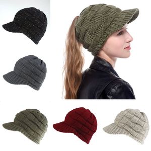 Ny Autumn Winter Women's Knit Baseball Hat Beanies Cap Big Girls Lady Sticke Hat Warm Cap virkade hattar M224