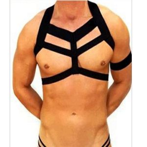 Män sexiga underkläder elastiska band tank toppar visa muskel bröstbandage toppar nattklubb prestanda clubwear exotisk bondage slitage