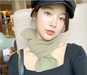 Luxury- Small scarf woman winter knitting decoration short style lovely girl with pure color warm wool scarf China post transportation