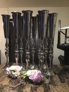 Vasi di fiori oro / argento Portacandele Centrotavola da tavolo in piombo Candeliere in metallo per candelabri per feste di matrimonio senyu0303