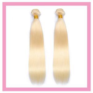 Peruana 613 # Loira 2 Pacotes reto de seda Duplo tramas 100% Extensões de cabelo humano reto 10-30inch Pure Color Atacado