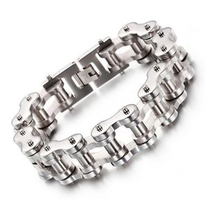 18mm Stor Tunga Guld Mäns Bike Armband Silver Blackl Titanium Rostfritt Stål Cykel Motorcykel Biker Chain Armband Bangle