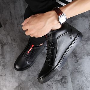 Hot Sale-Men's Shoes High Quality Split Leather Men's Ankle Boots Black Snow Boots Winter Fur Warm Shoes