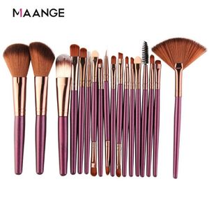 Drop Ship Maange 18 sts Makeup Brushes Set Pulver Foundation Blush Eye Shadow Blandning Kosmetisk Skönhet Make Up Brush Tool Kit