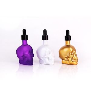 Piękny Najnowszy ml Kolorowe Pyrex Glass Skull Magazyn Sok Pusty E Cig Dropper Container Portable for E Paperos Vape Oil