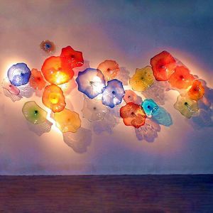 Hand Blown Plate Lamps Arts Colored Elegant Living Room Art Deco Murano Glass Hanging Wall Decorative Plates