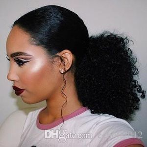 Mongolian Kinky Curly Ponytail for黒人女性のための髪型バージンヘアポニーテールヘアピース120gもっと色