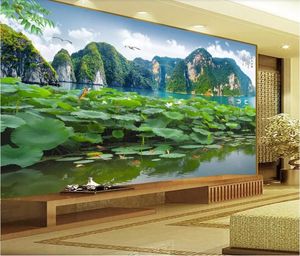 3D部屋の壁紙習慣写真不織布壁画澄んだ水 風景 蓮の池 壁のための風景絵画壁紙3 D