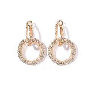 Charm Circle Earrings Geometric Round Shiny Crystal Rhinestone Design Big Earring Fashion for Women Wedding Party Jewelry Christmas Gift DHL